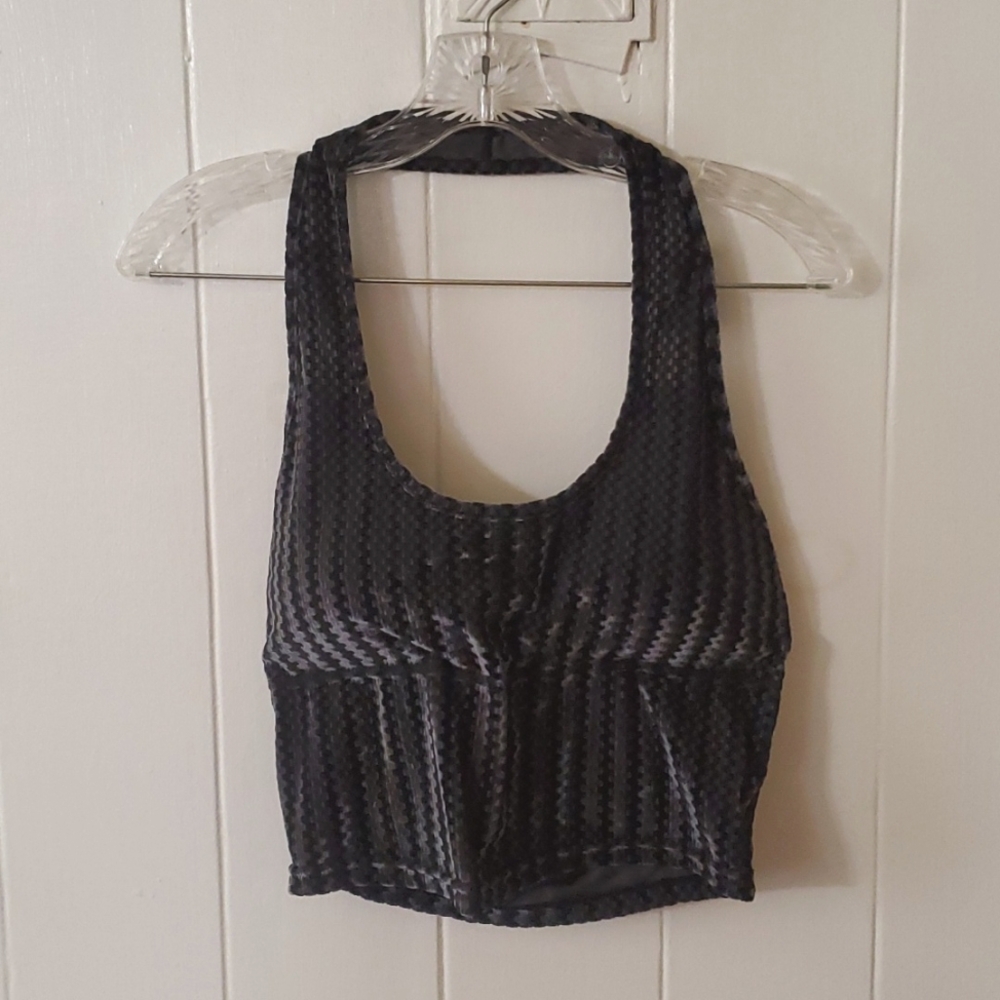Fashion Brand Company Steel Textures Velvet Halter Top - Size L/XL